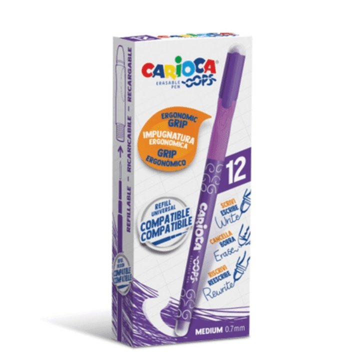 Carioca - Penne Cancellabili Oops con cappuccio colore Viola - 12 Pz - 2