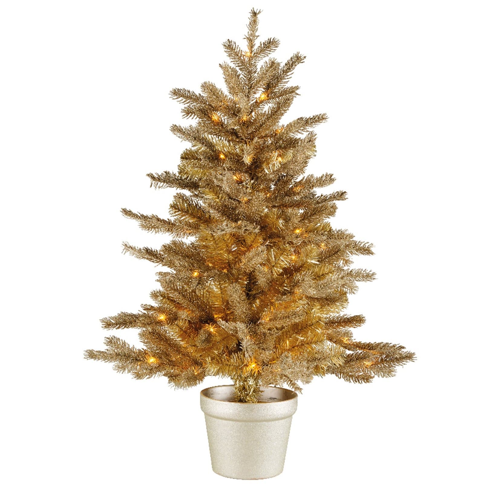 Alberello di Natale "Tiffany" con glitter e LED, decorazione per interno Oro da 90 cm - 3