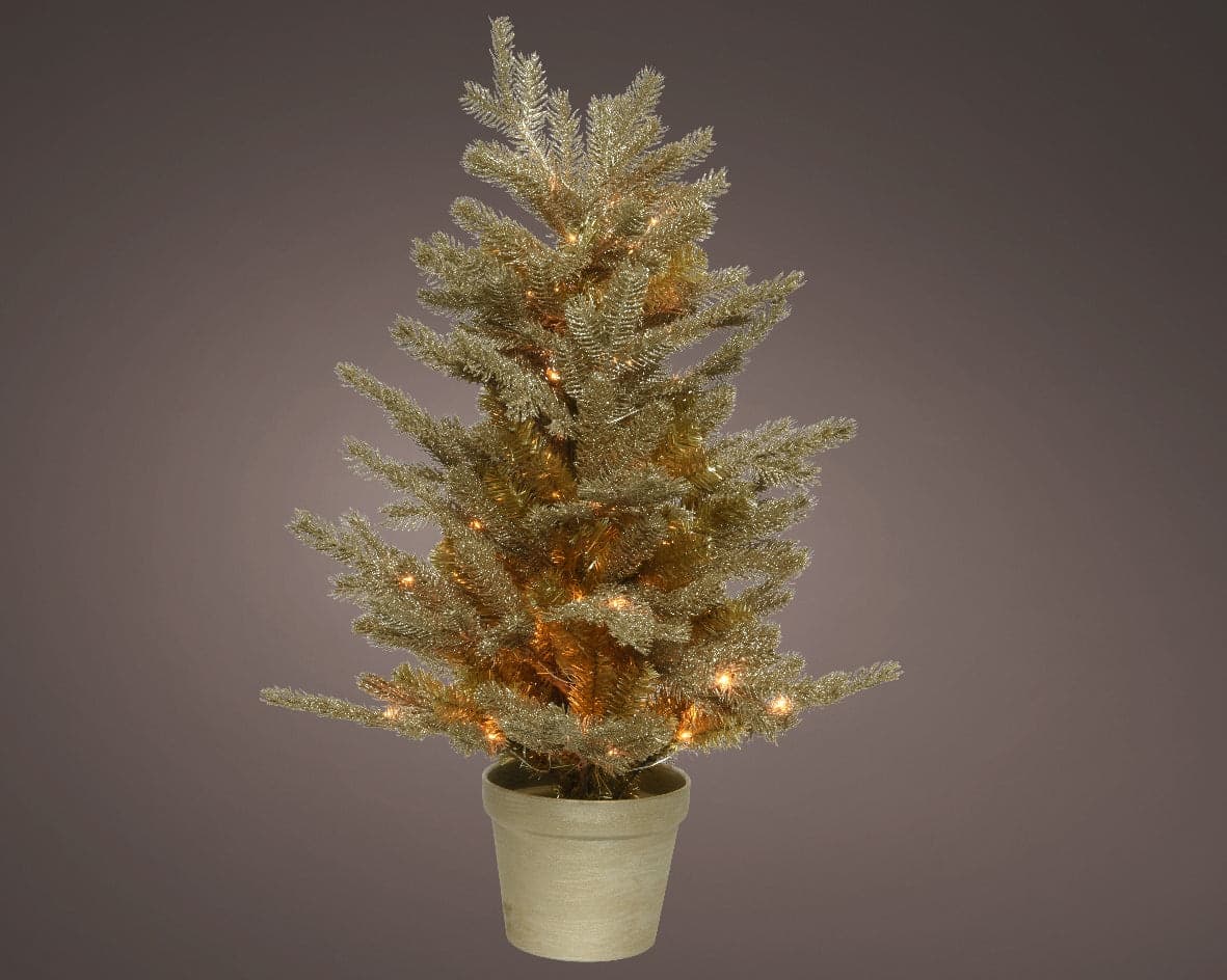 Alberello di Natale "Tiffany" con glitter e LED, decorazione per interno Oro da 90 cm - 2