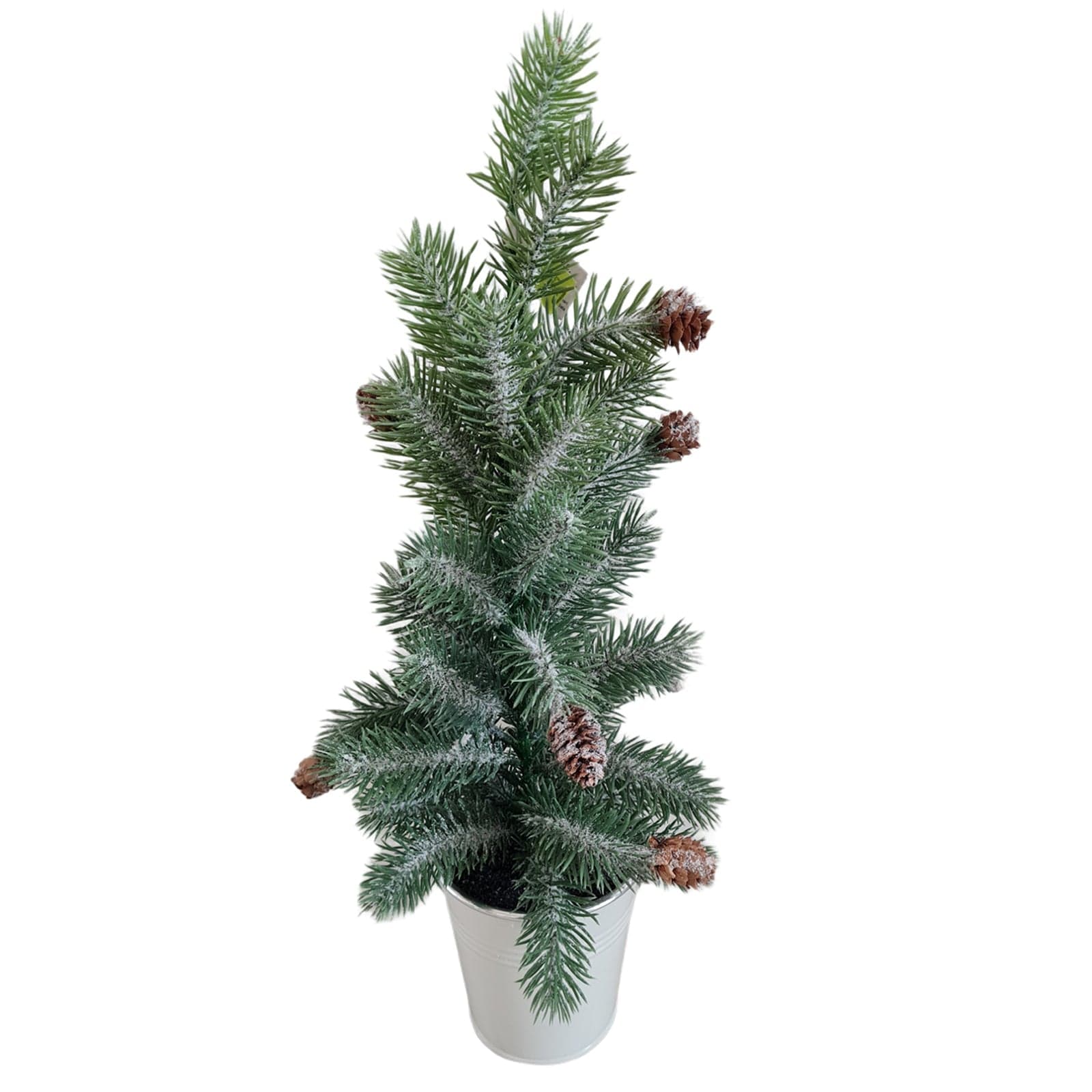 Alberello natalizio artificiale in vaso con pigne per interno, alto 45 cm - 2
