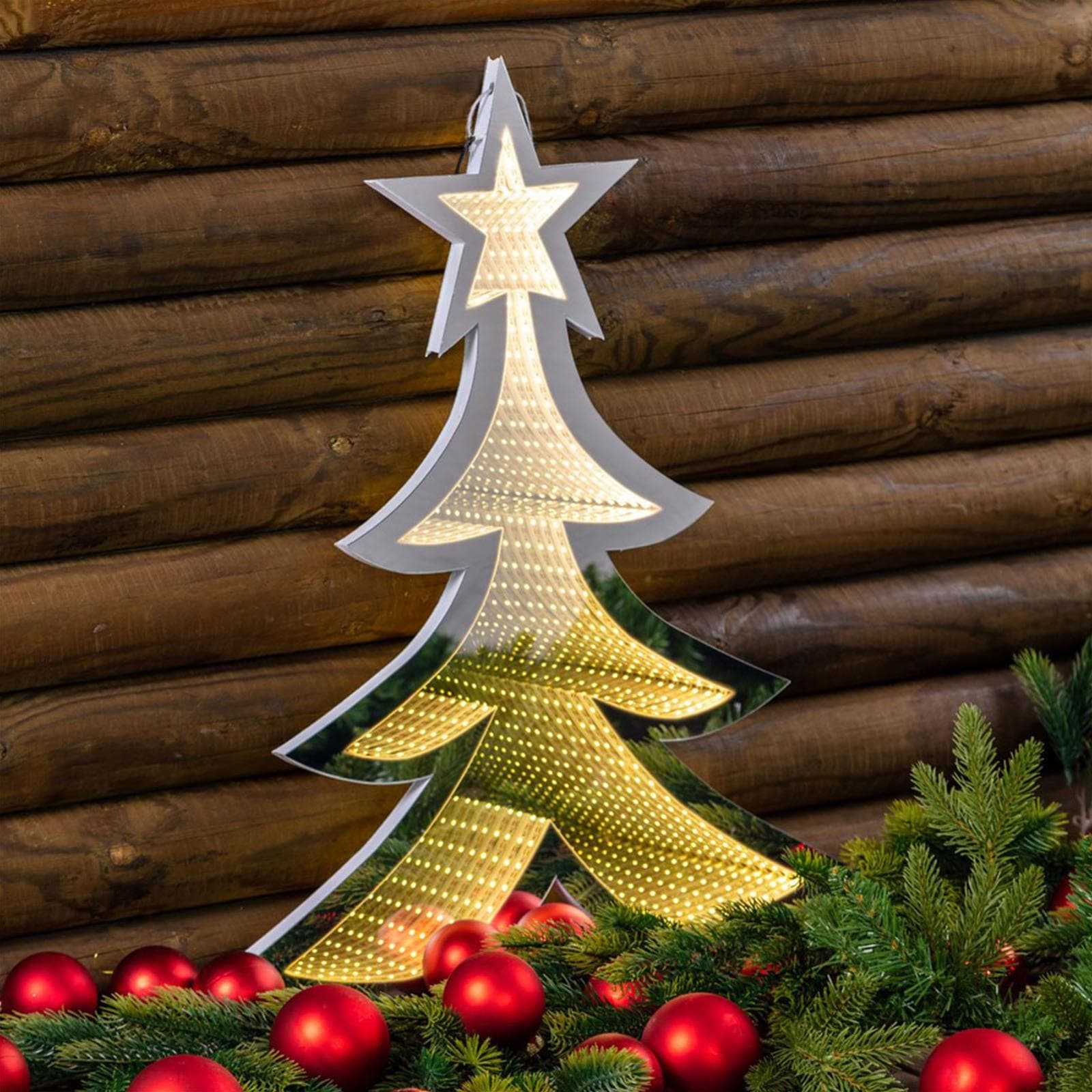 Albero di natale effetto specchio a led h 60 cm decorazioni natalizie da interno - 7