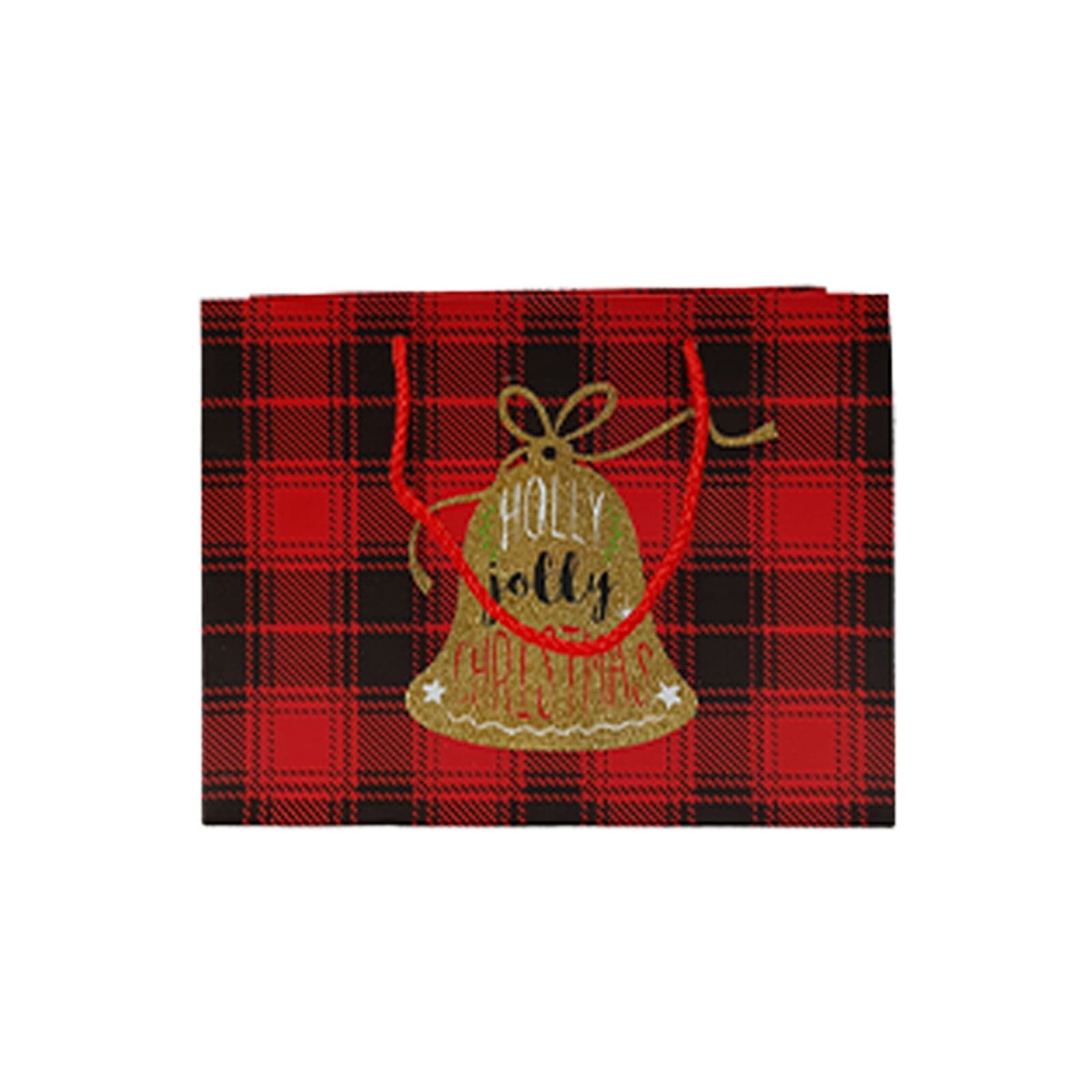 Busta regalo natalizia effetto tessuto scozzese per regali da 23 x 18 cm - 3