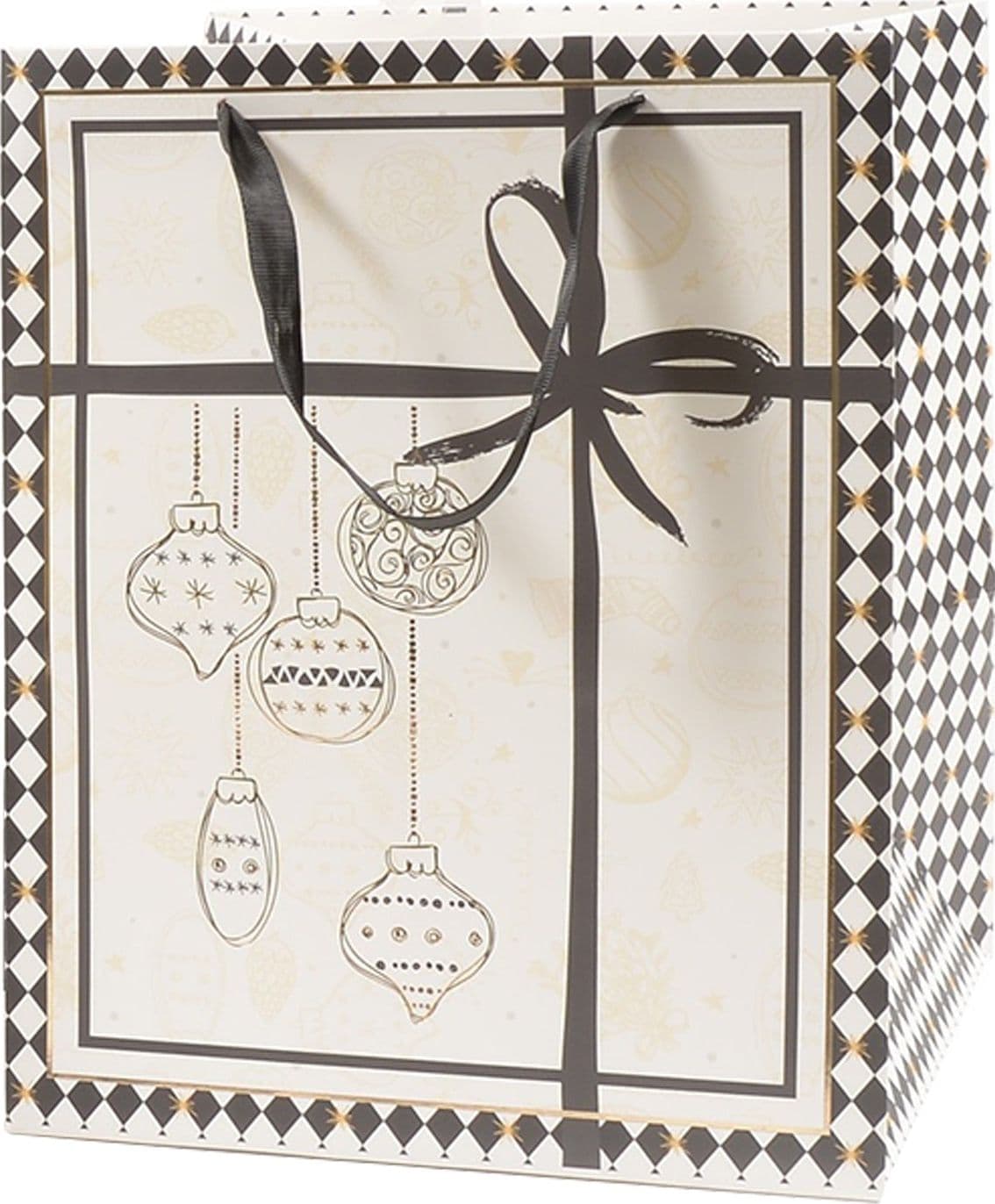 Sacchetto per confezioni regalo Nero natalizie decorato con palline da 31 cm - 6