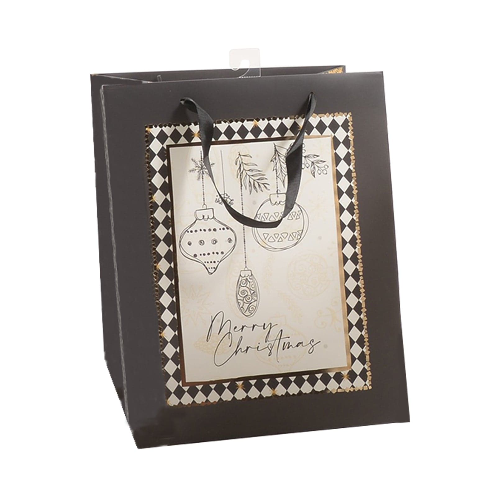 Sacchetto per confezioni regalo Nero natalizie decorato con palline da 31 cm - 5