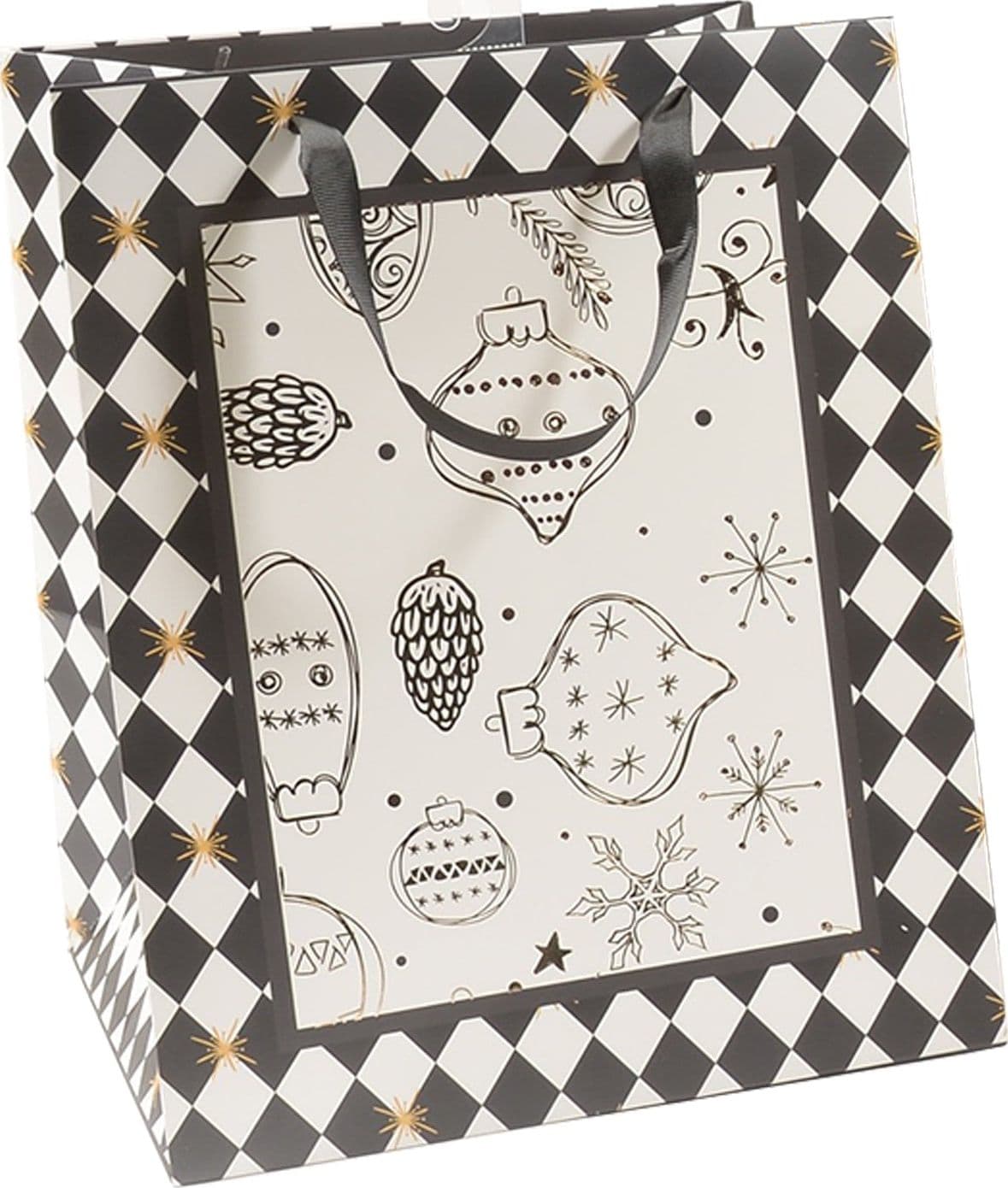 Sacchetto per confezioni regalo Nero natalizie decorato con palline da 31 cm - 3
