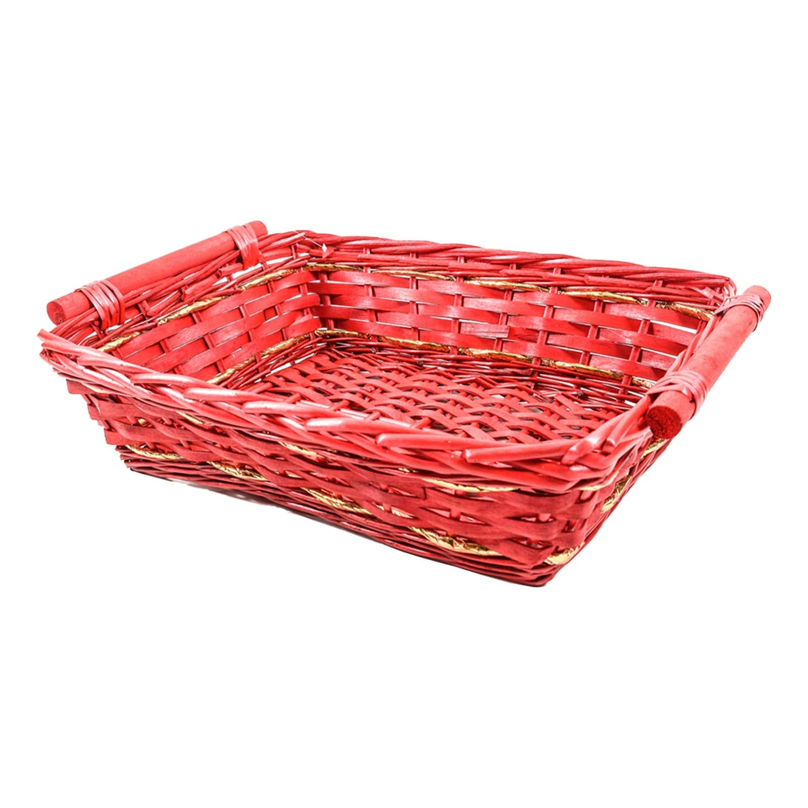 Cestino natalizio Rettangola in Vimini Rosso per confezioni regalo - 3