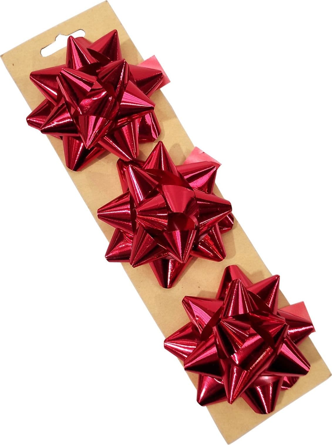 Coccarde Fiocco metallizzato Rosso decorazione natalizia per regali, confezione da 3 pezzi
