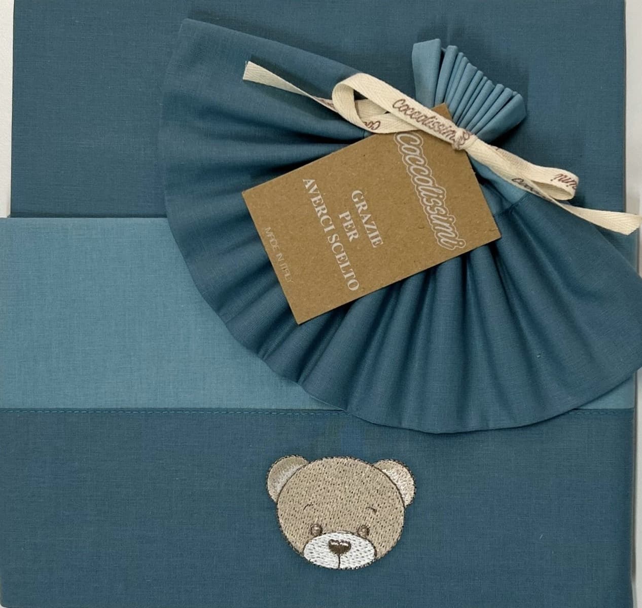 Completo Lenzuola Next to Me 3pz Coccolissimi Teddy – Verde/Minerale