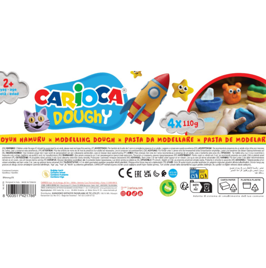 Carioca - Pasta da Modellare Doughy 110gr - 4 Pz (42178) - 2