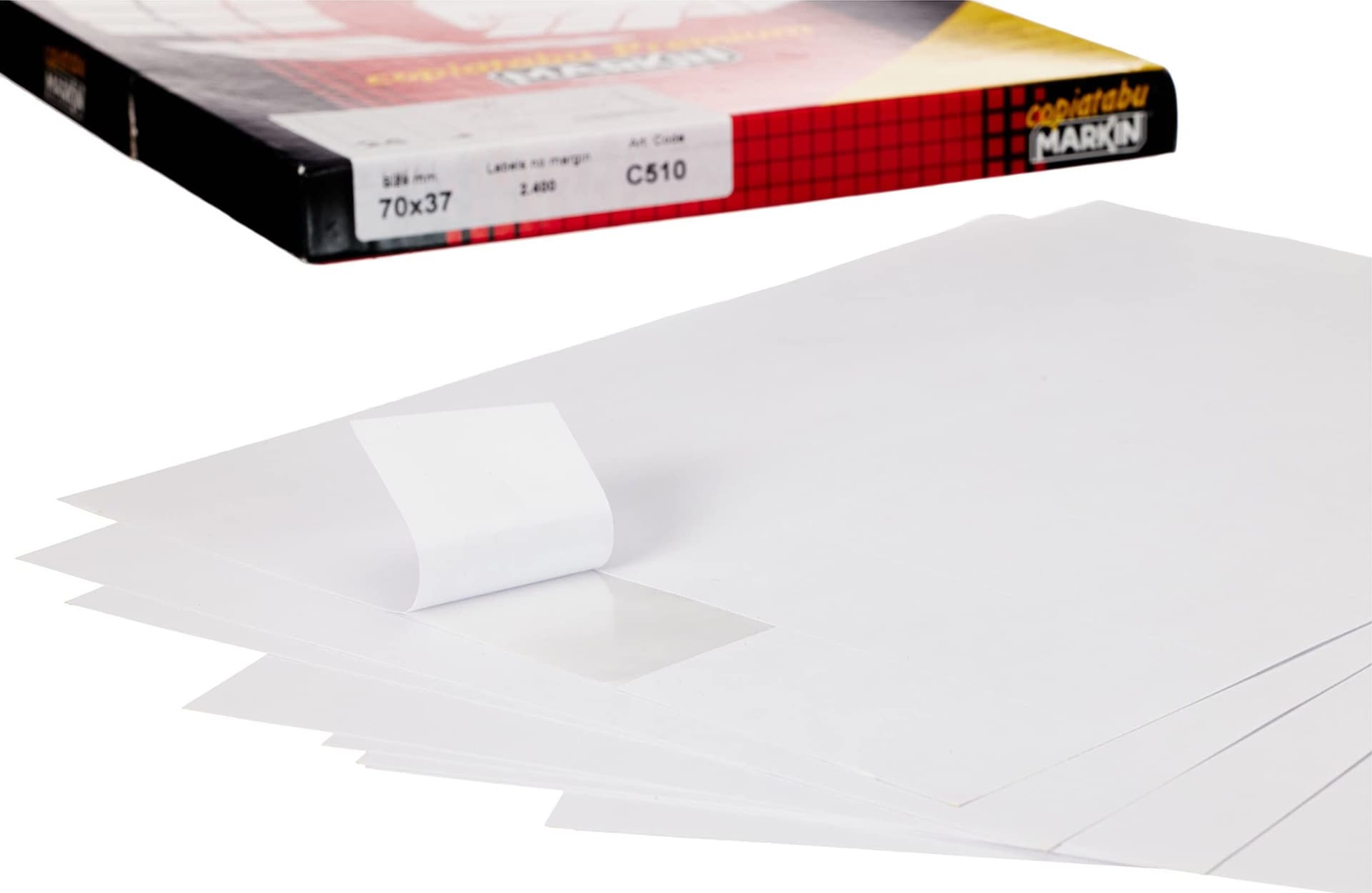 Markin - Etichette bianche Copiatabu permanenti 70x37,12 mm senza margine 24 et./foglio - conf. 100 fogli - (C510) - 3