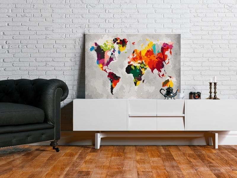 Quadro fai da te  Mappamondo (colori sgargianti) - 2