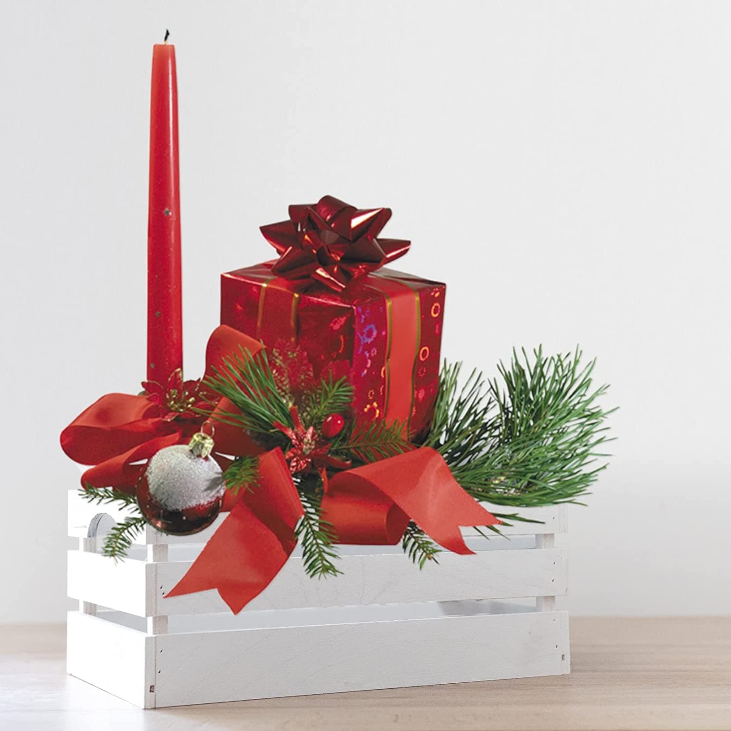 Cassetta decorativa in Legno Bianco per decorazioni natalizie o presepe - 2