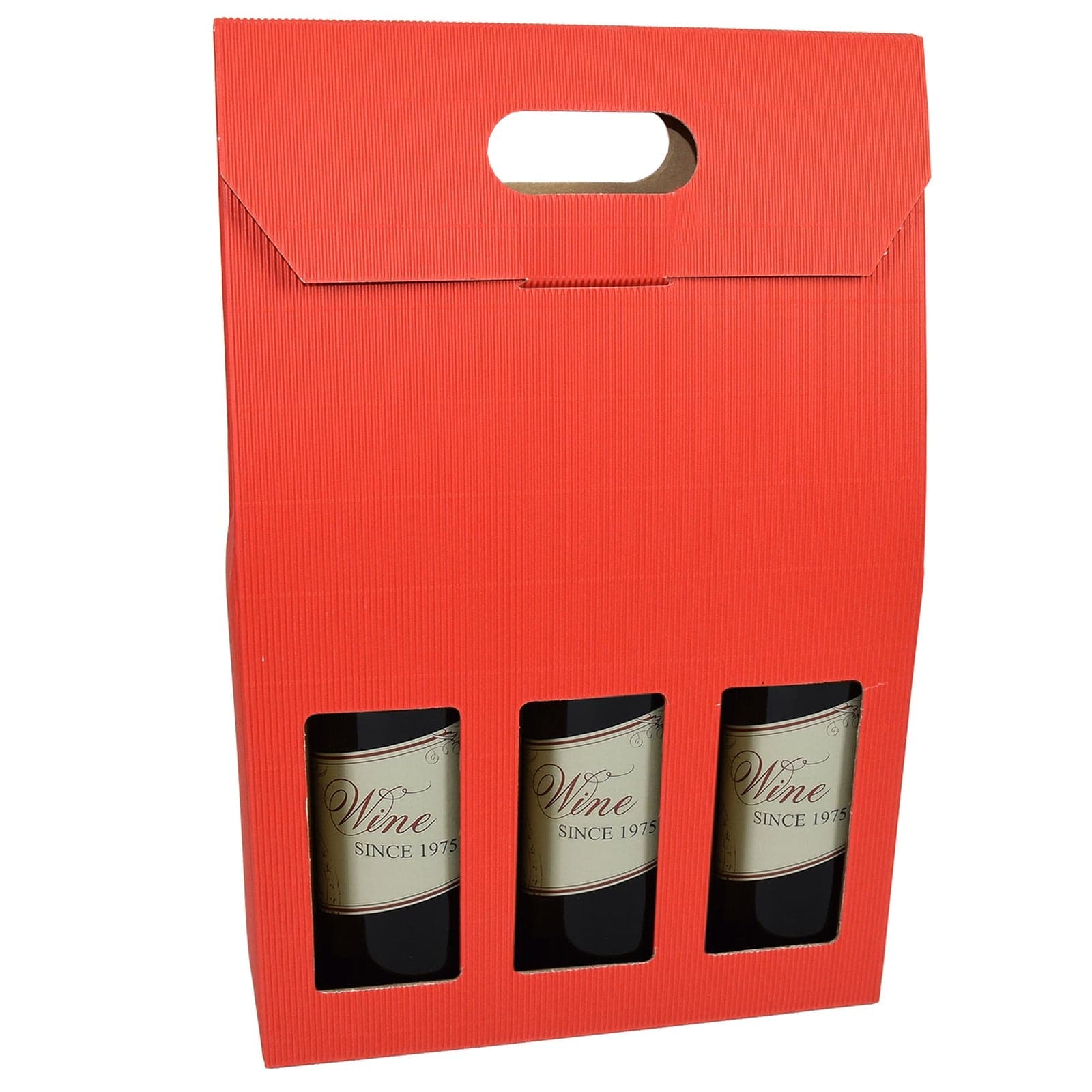 Scatola porta bottiglie rossa per confezioni regalo con onda a vista h 41 cm - 4