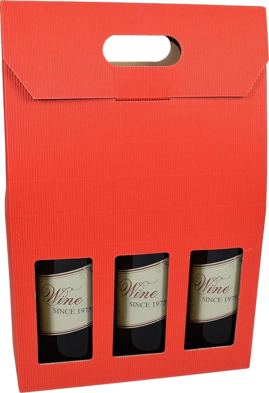 Scatola porta bottiglie rossa per confezioni regalo con onda a vista h 41 cm