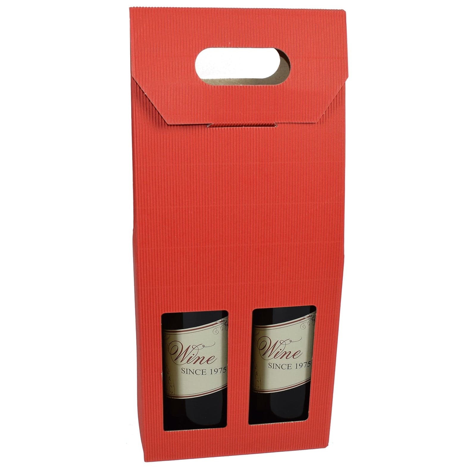 Scatola porta bottiglie rossa per confezioni regalo con onda a vista h 41 cm - 3