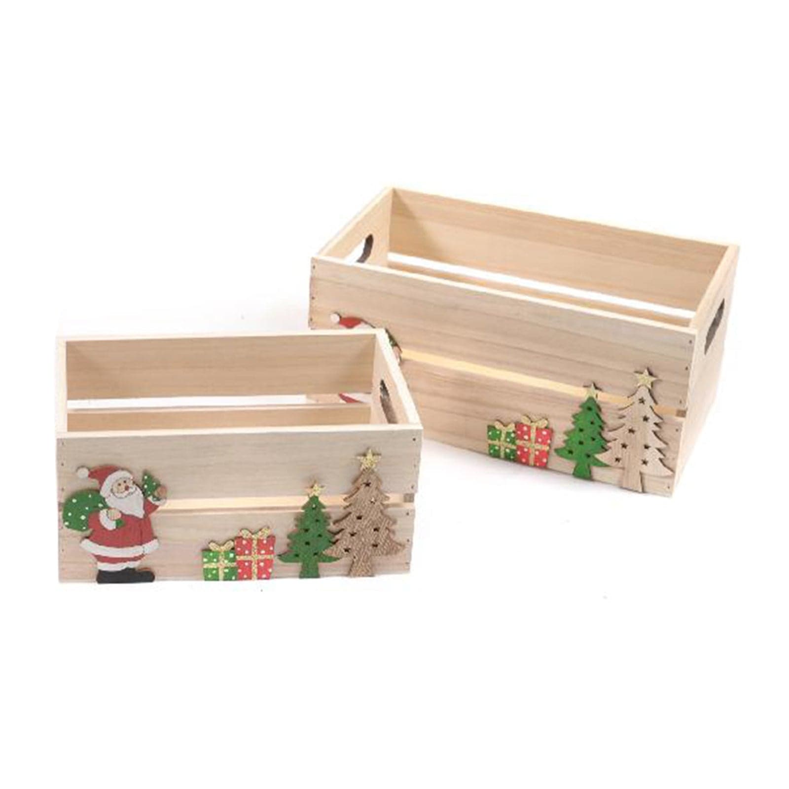 Set 2 Cassette decorative in Legno naturale per cestini natalizi o ragali - 5