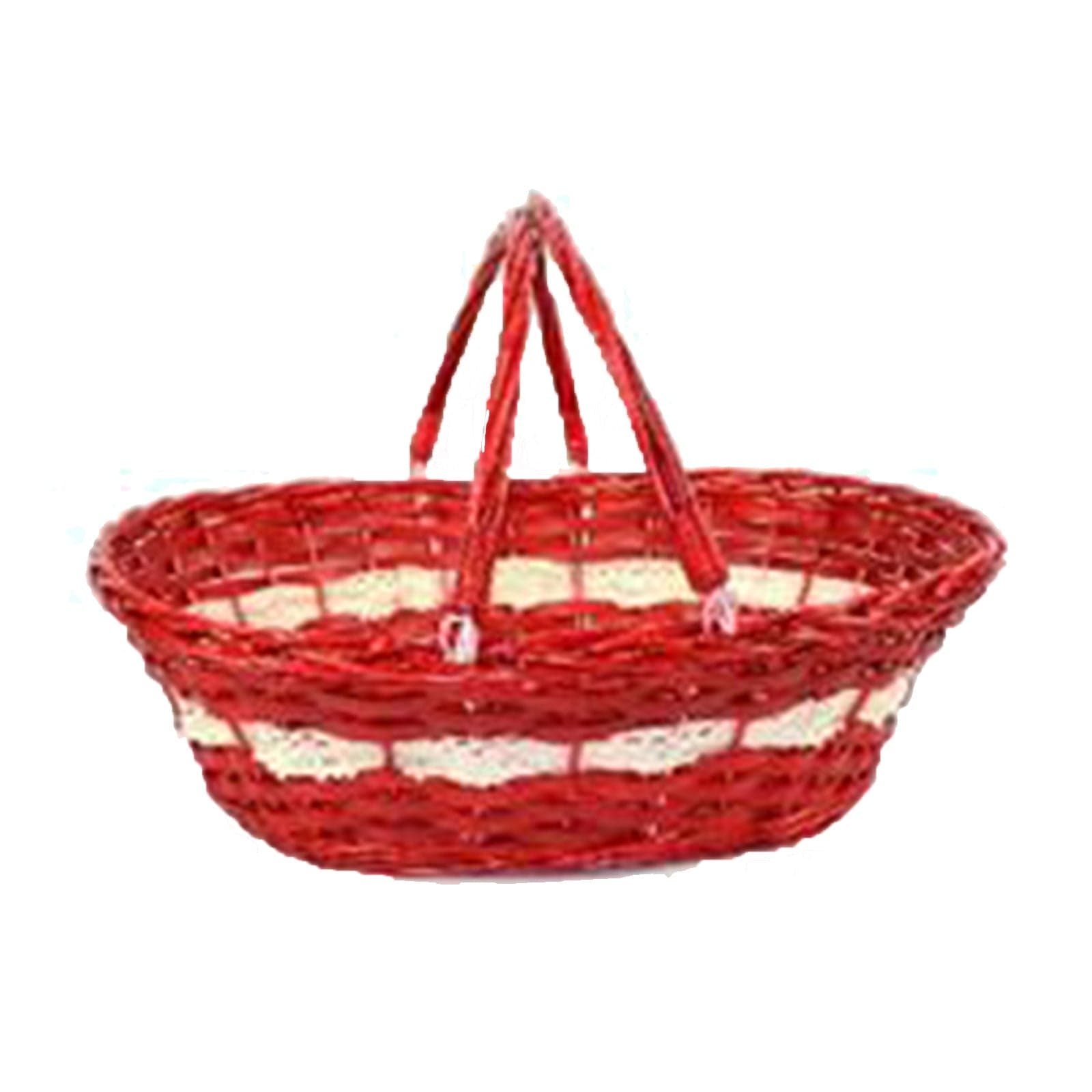 Cestino natalizio Ovale in Vimini Rosso con merletto bianco 50 cm - 2