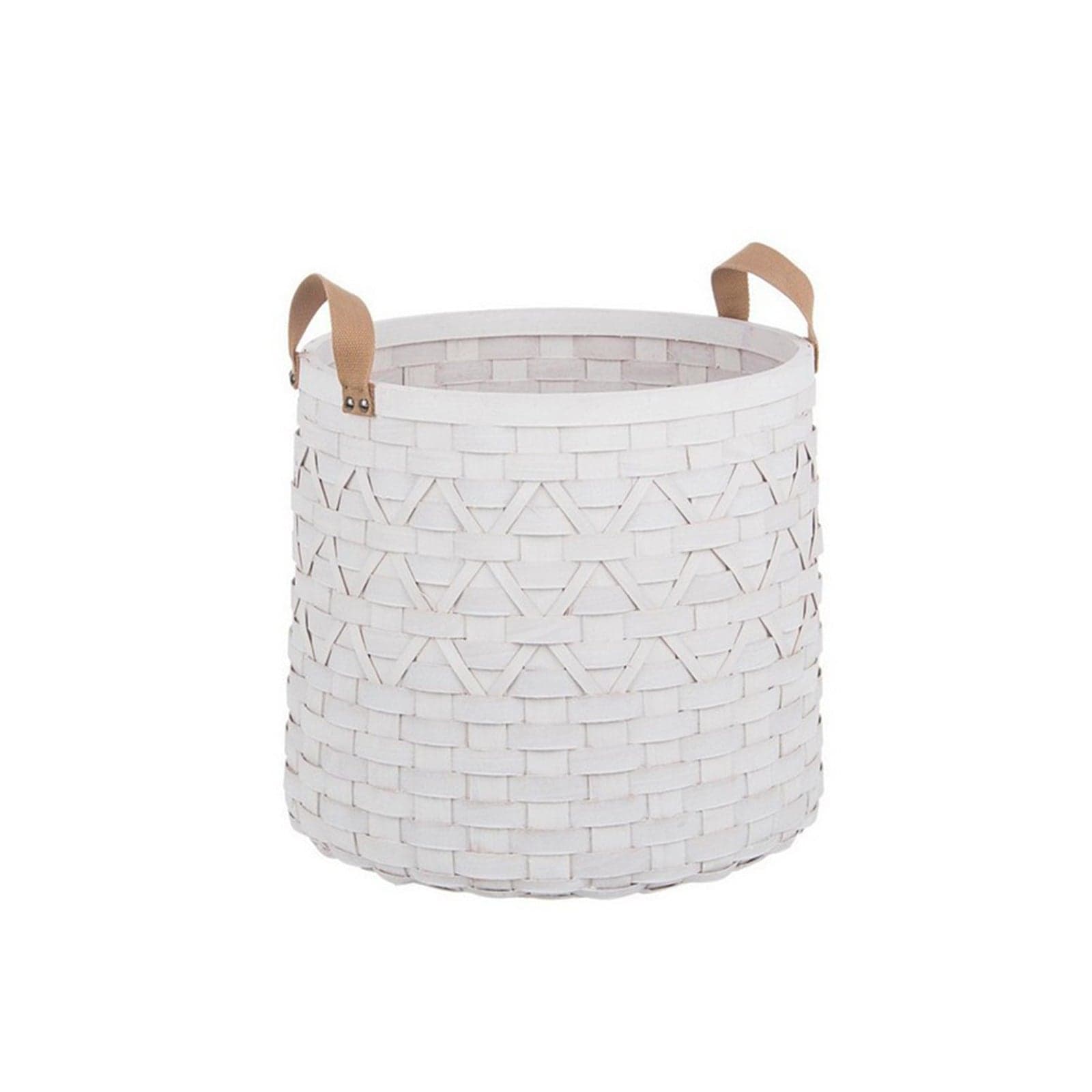 Set 3 ceste tonde Lisette Bianco con manici e in legno di abete in varie misure - 3