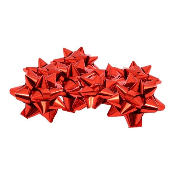Coccarda Fiocco rosso metallizzato decorazione natalizia per regali 40 mm CF pezzi 40 - 2