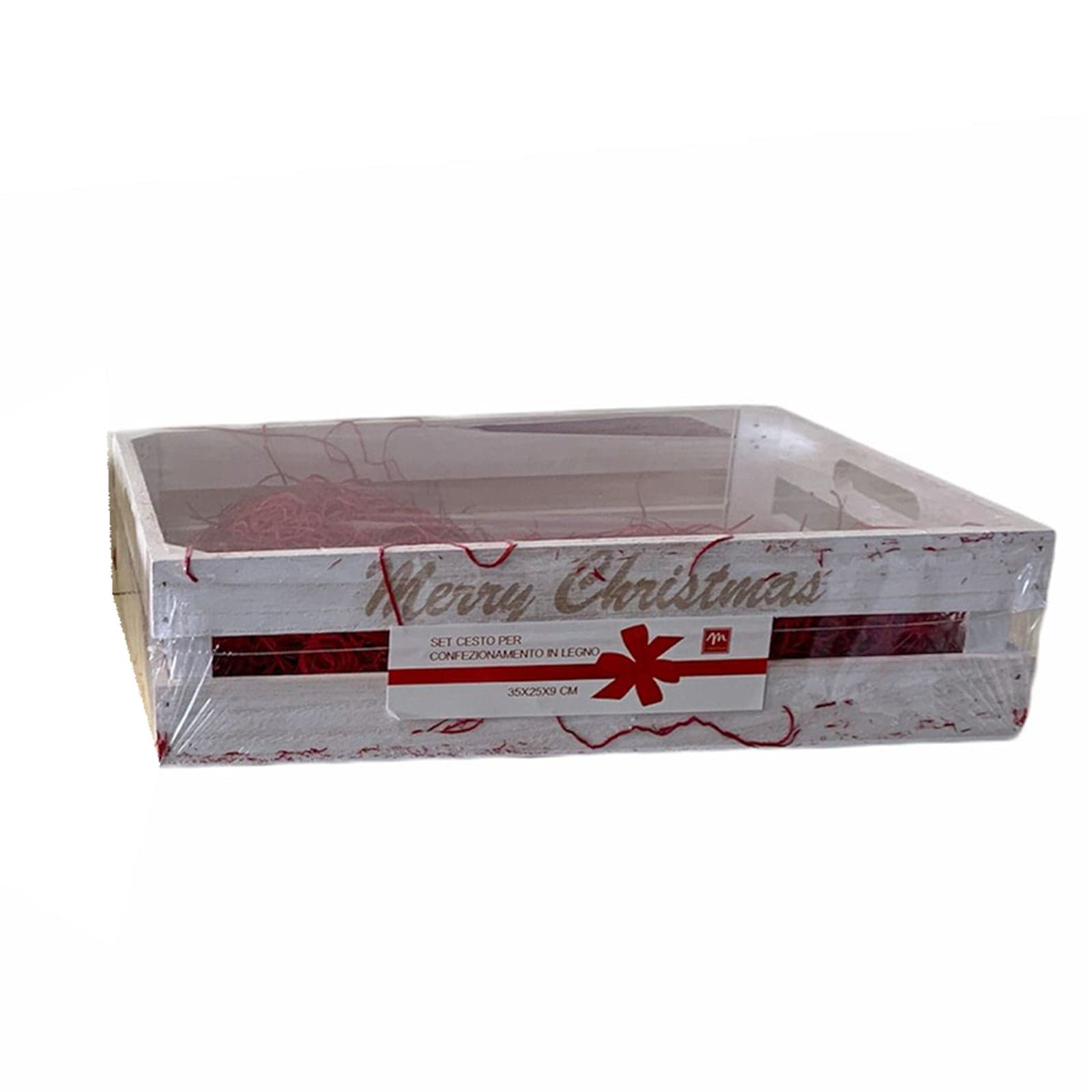 Set Cesto rettangolare  in legno decorazione natalizia per cestini e regali h 9 cm - 5