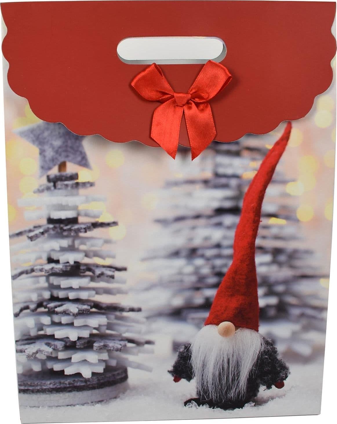 Busta per pacco regalo con decorazioni natalizie e manici in nylon h 37 cm - 2