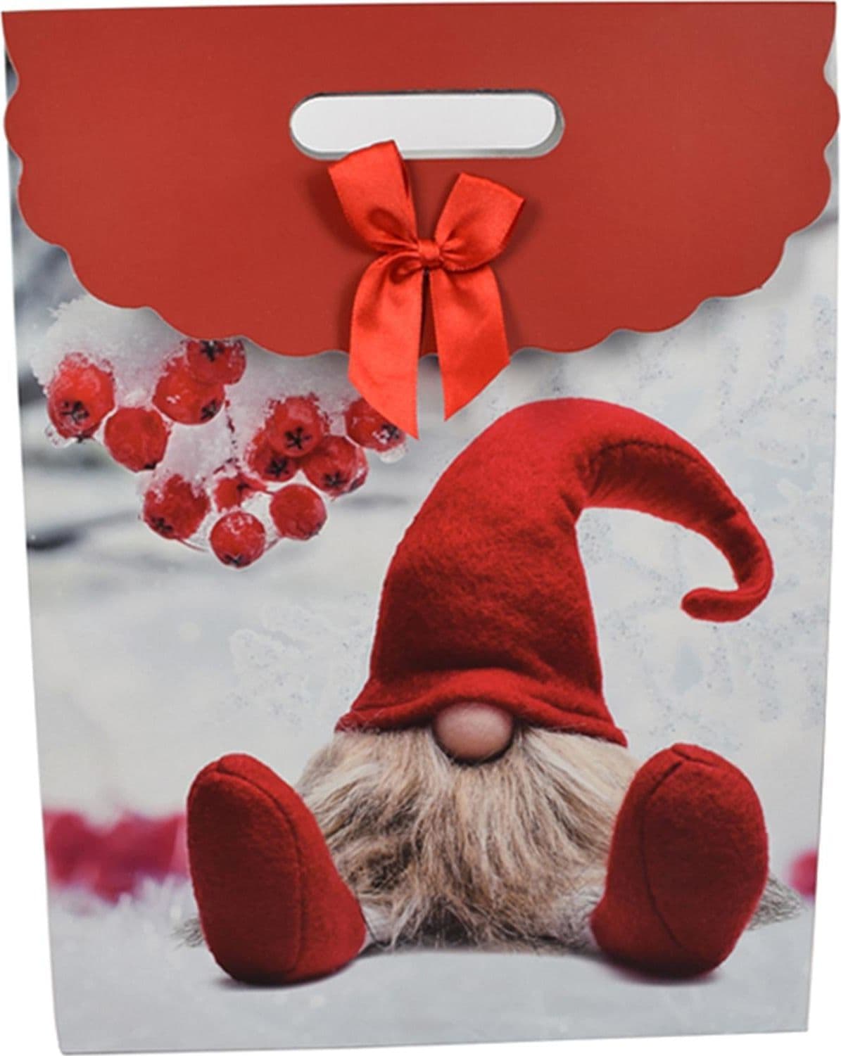Busta per pacco regalo con decorazioni natalizie e manici in nylon h 37 cm - 3