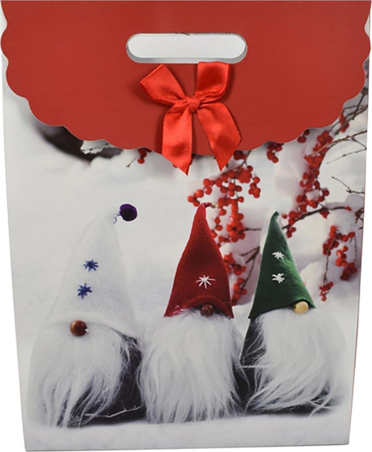 Busta per pacco regalo con decorazioni natalizie e manici in nylon h 37 cm - 4