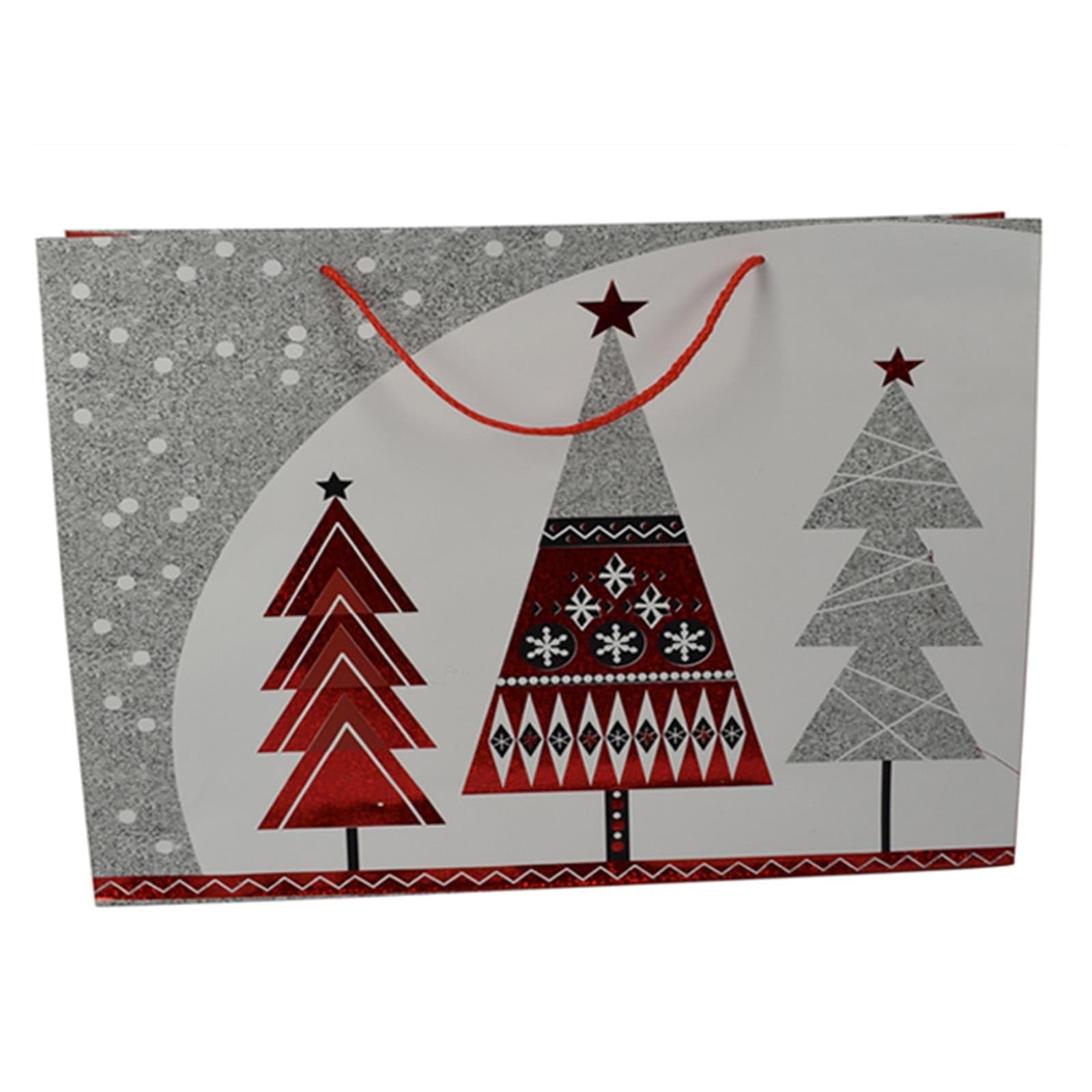 Busta per pacco regalo con decorazioni natalizie e manici in nylon h 40 cm - 2