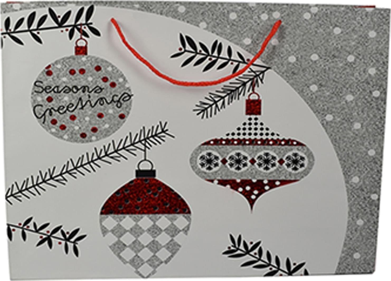 Busta per pacco regalo con decorazioni natalizie e manici in nylon h 40 cm - 4
