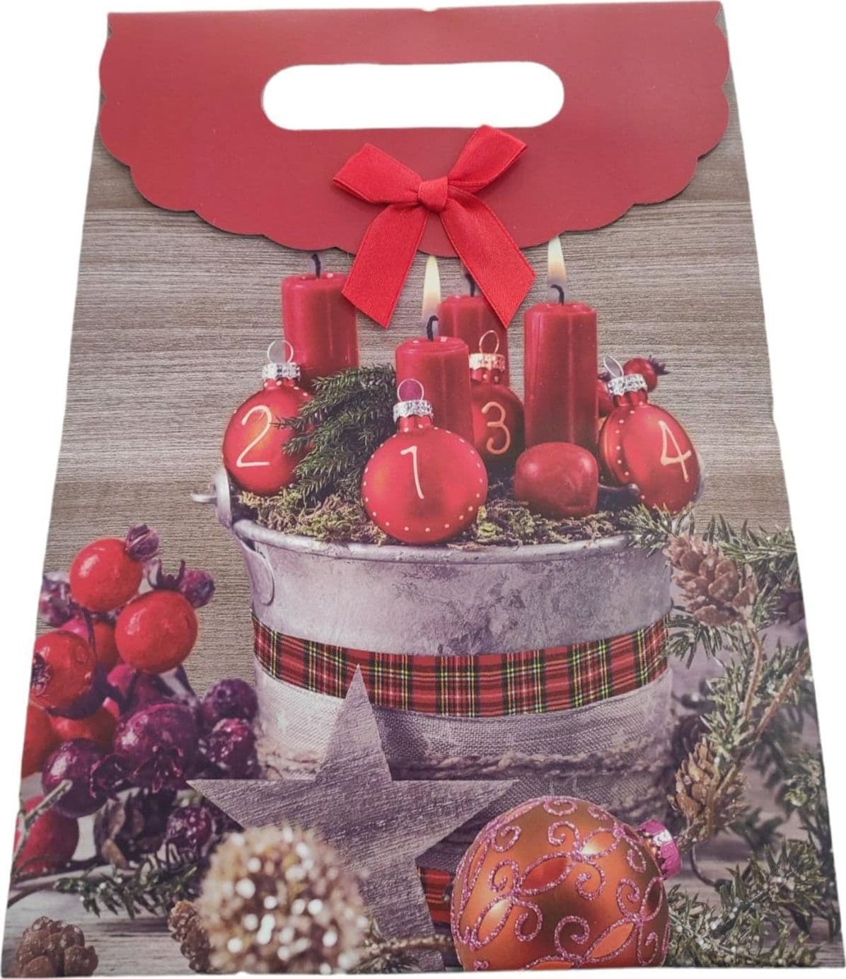 Busta per pacco regalo con decorazioni natalizie e manico h 27 cm - 3