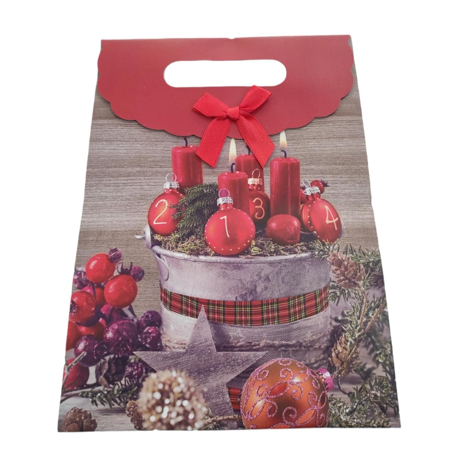 Busta per pacco regalo con decorazioni natalizie e manico h 27 cm - 3