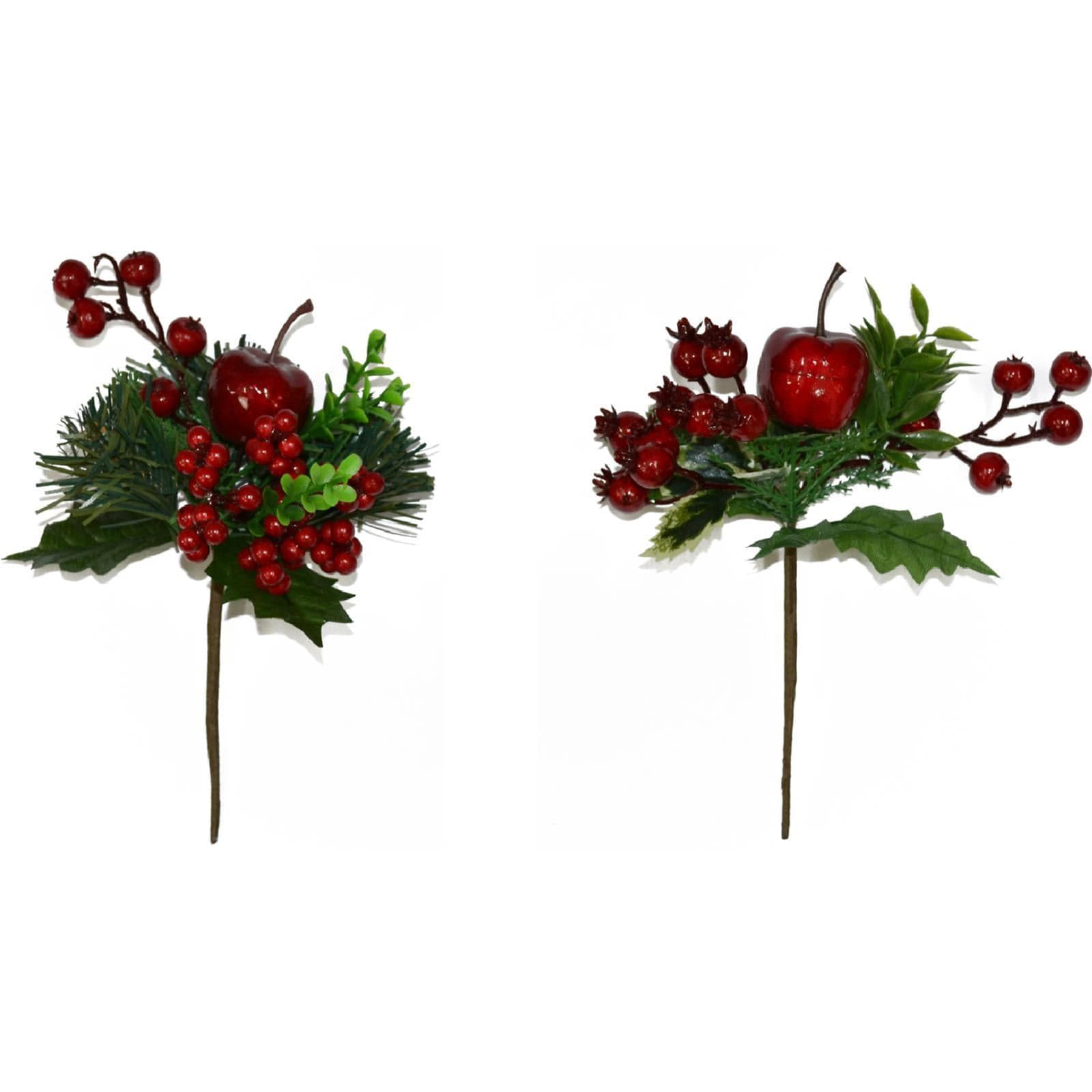Spillone chiudi pacco con bacche rosse addobbi per Alberi e Ghirlande natalizie h 19 cm - 3