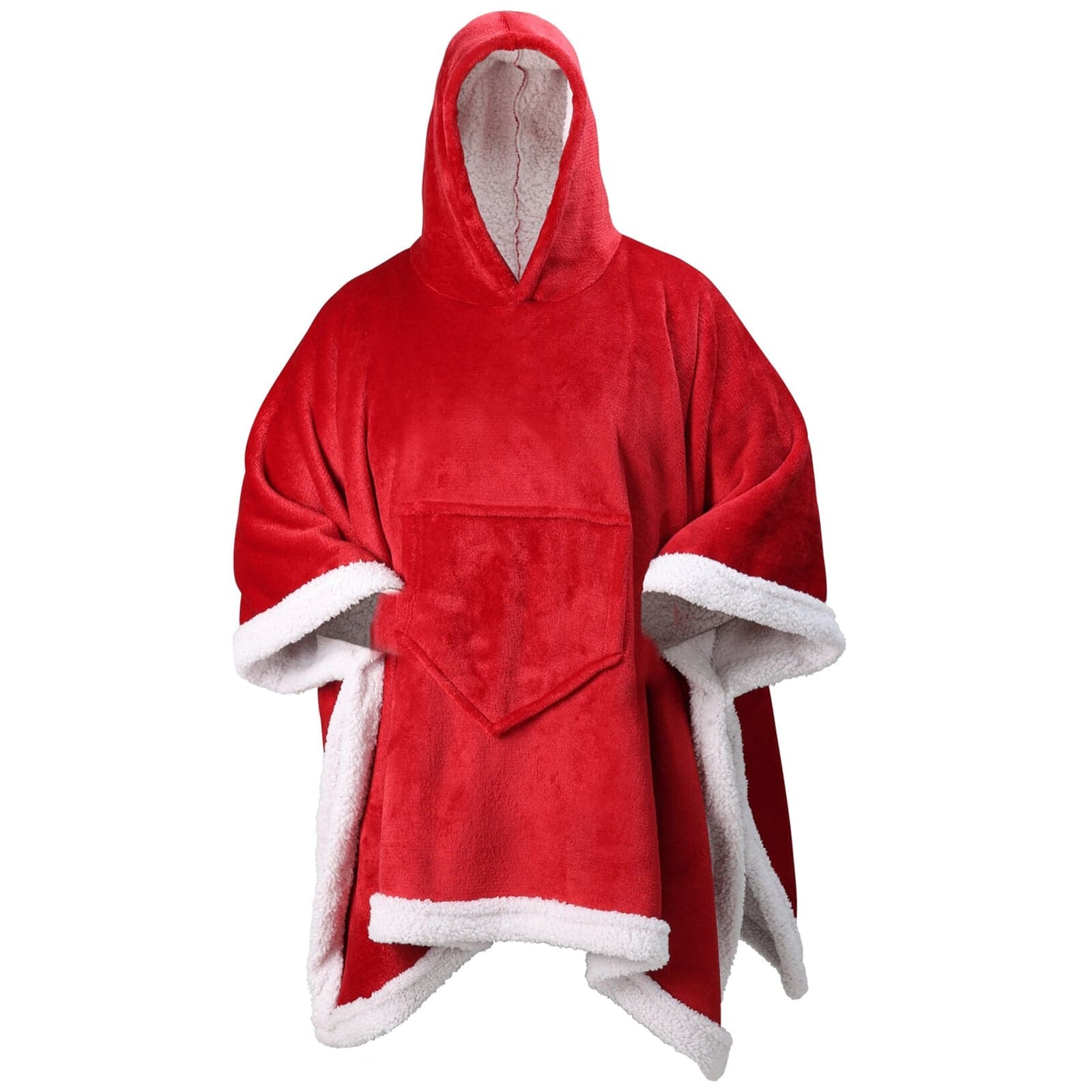 Poncho di Babbo Natale, con cappuccio, color Rosso e Bianco, per cosplay, in plastica - 3
