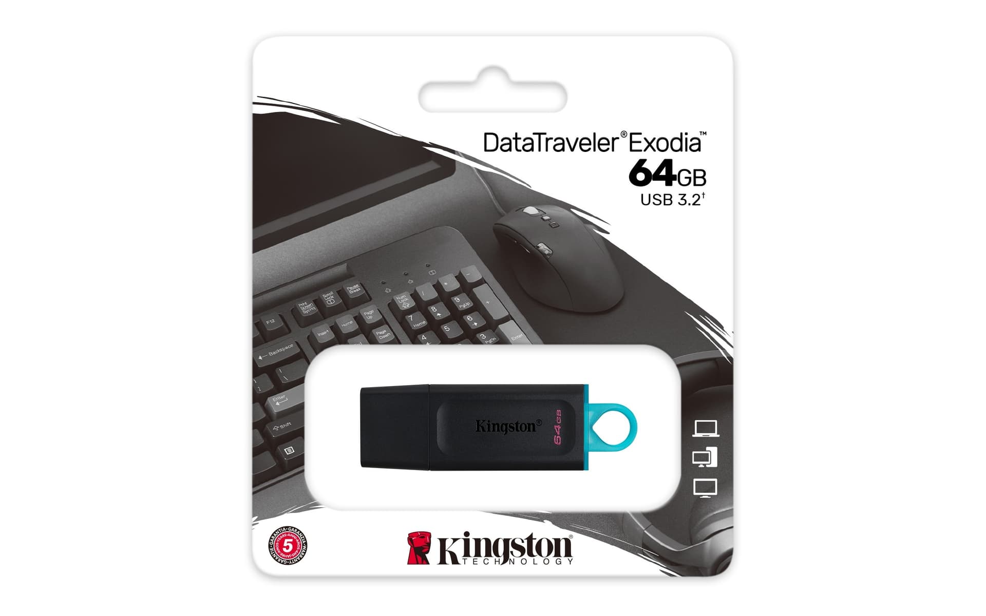Kingston Pendrive USB-A 3.2 64GB DTX/64GB Nero/Celeste - 6