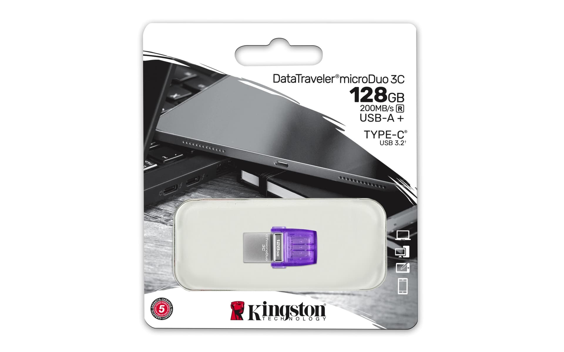Kingston Pendrive MicroDuo USB-A/USB-C 3.2 128GB DTDUO3CG3/128GB - 5