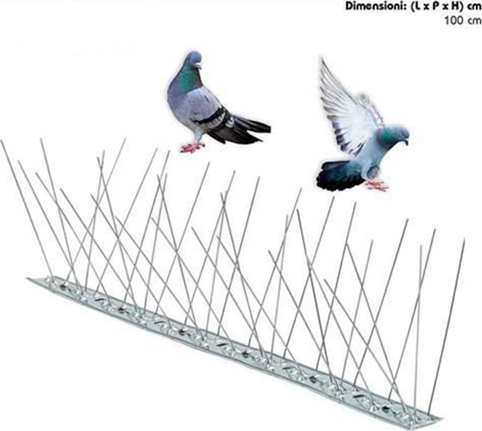 DISSUASORE ANTI-PICCIONI PER UCCELLI 80 SPILLI 100CM PER CORNICIONI BALCONI GRN01 111502 - 2