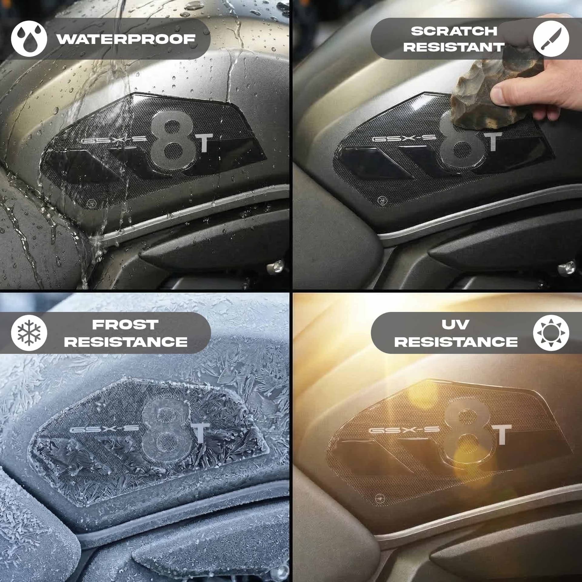 Protezioni Laterali serbatoio moto Adesivi Gel 3D compatibili con Suzuki GSX-8T - 4