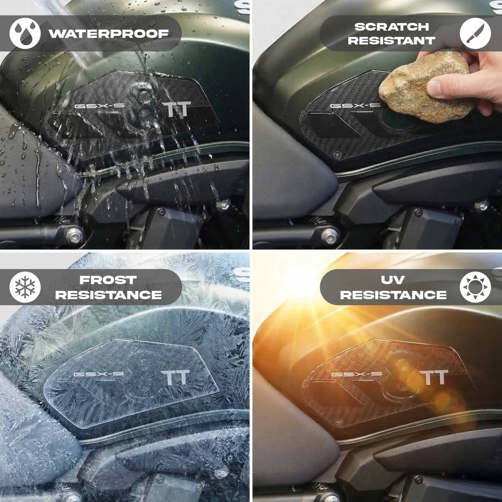 Adesivo 3D Protezione Laterale Serbatoio moto compatibile con Suzuki GSX-8TT - 4