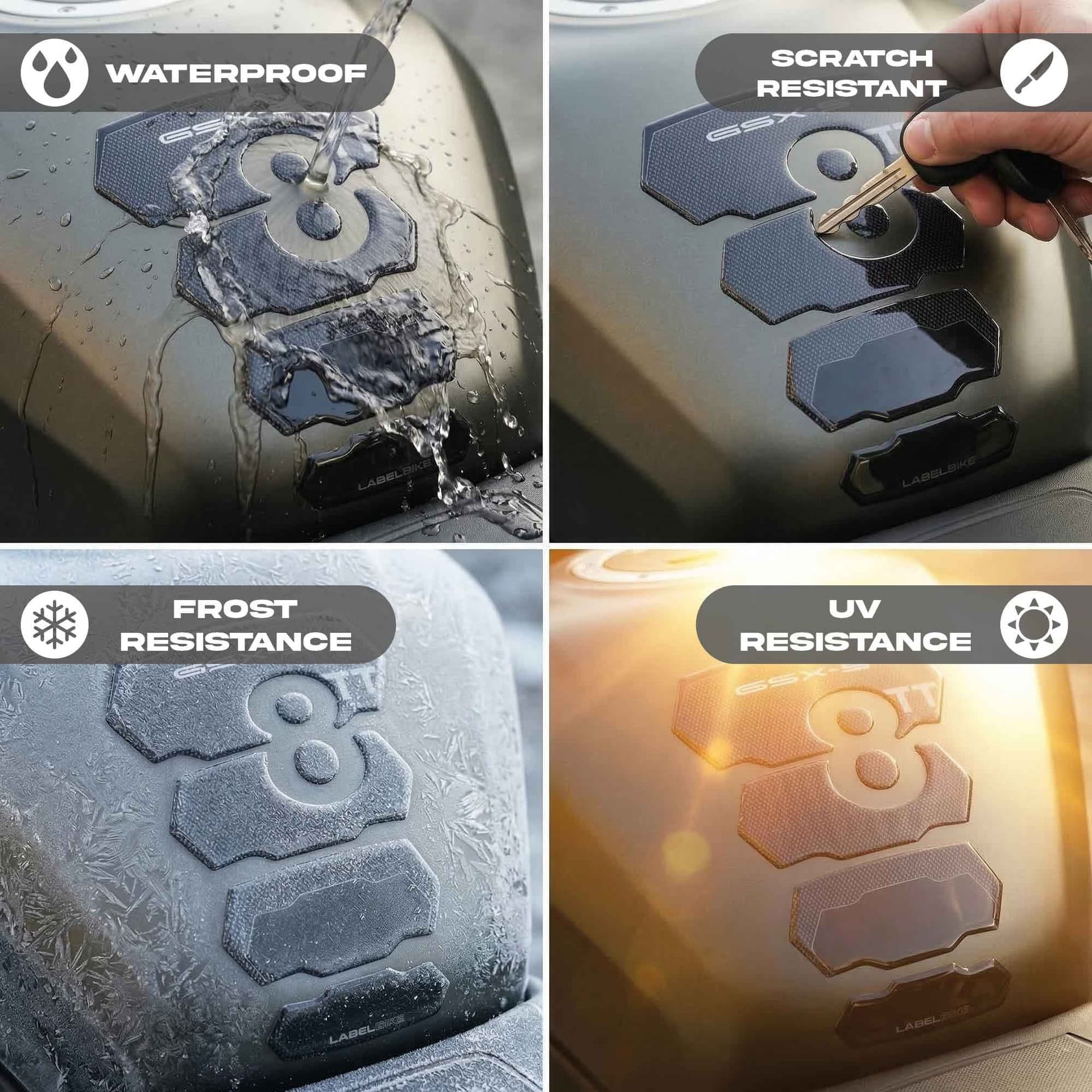Adesivo resin 3D Protezione Paraserbatoio moto compatibile con Suzuki GSX-8TT - 4