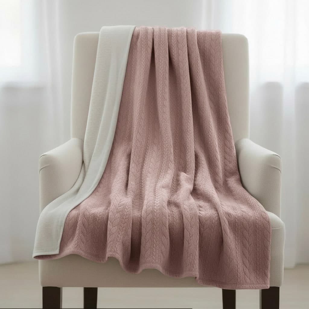 Coperta Intrecciata Coccolissimi Bamboo Linear – Rosa Antico