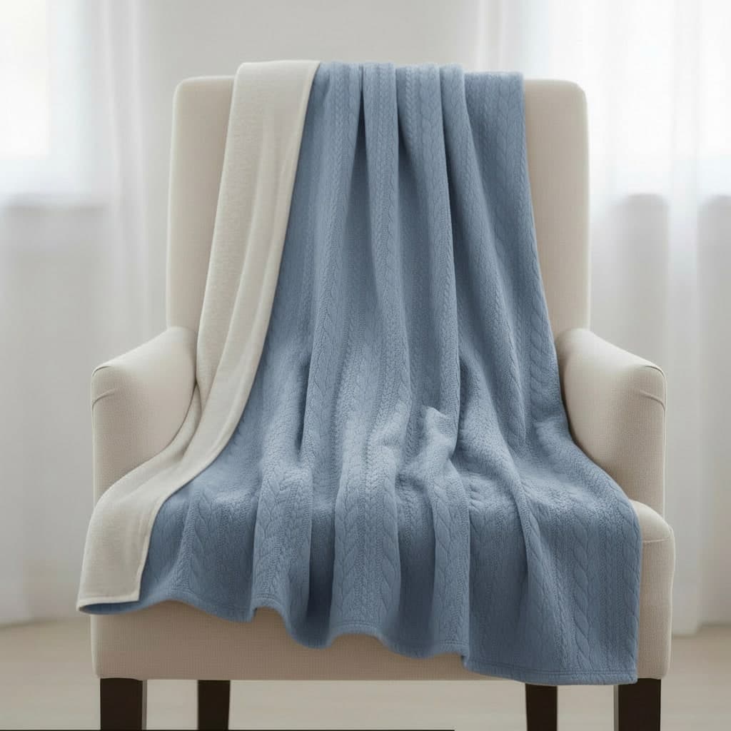 Coperta Intrecciata Coccolissimi Bamboo Linear – Avio