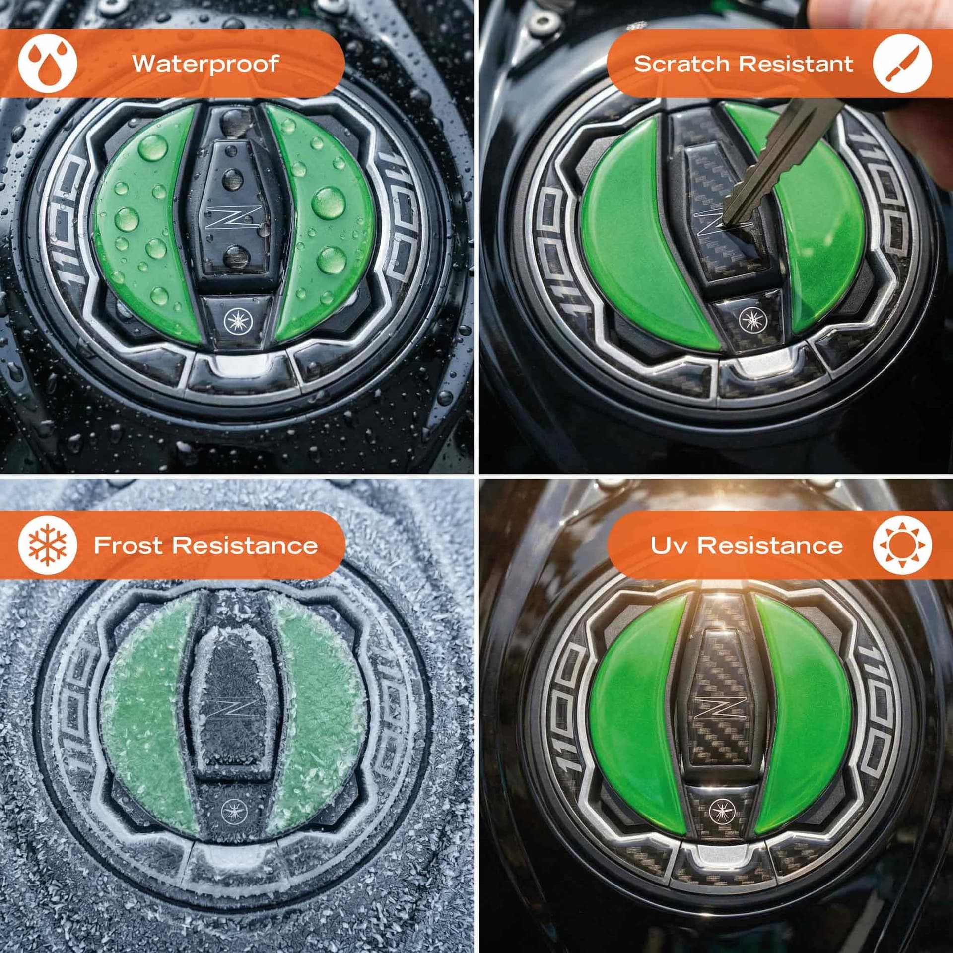 Adesivo 3D Protezione Tappo Serbatoio moto compatibile con Kawasaki Z1100 2025-2026 - 8
