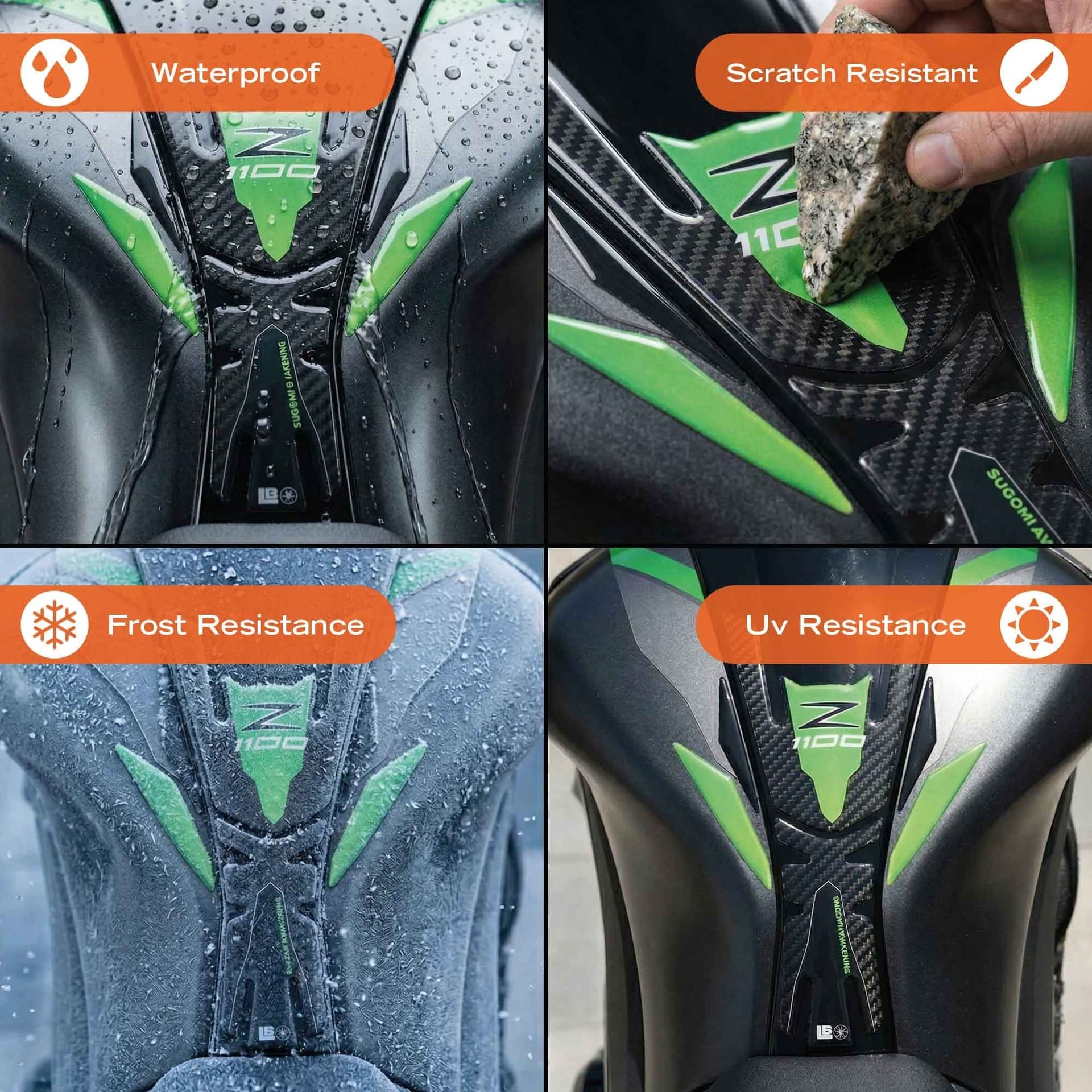 Paraserbatoio Adesivo 3D Protezione moto compatibile con Kawasaki Z1100 2026 - 11