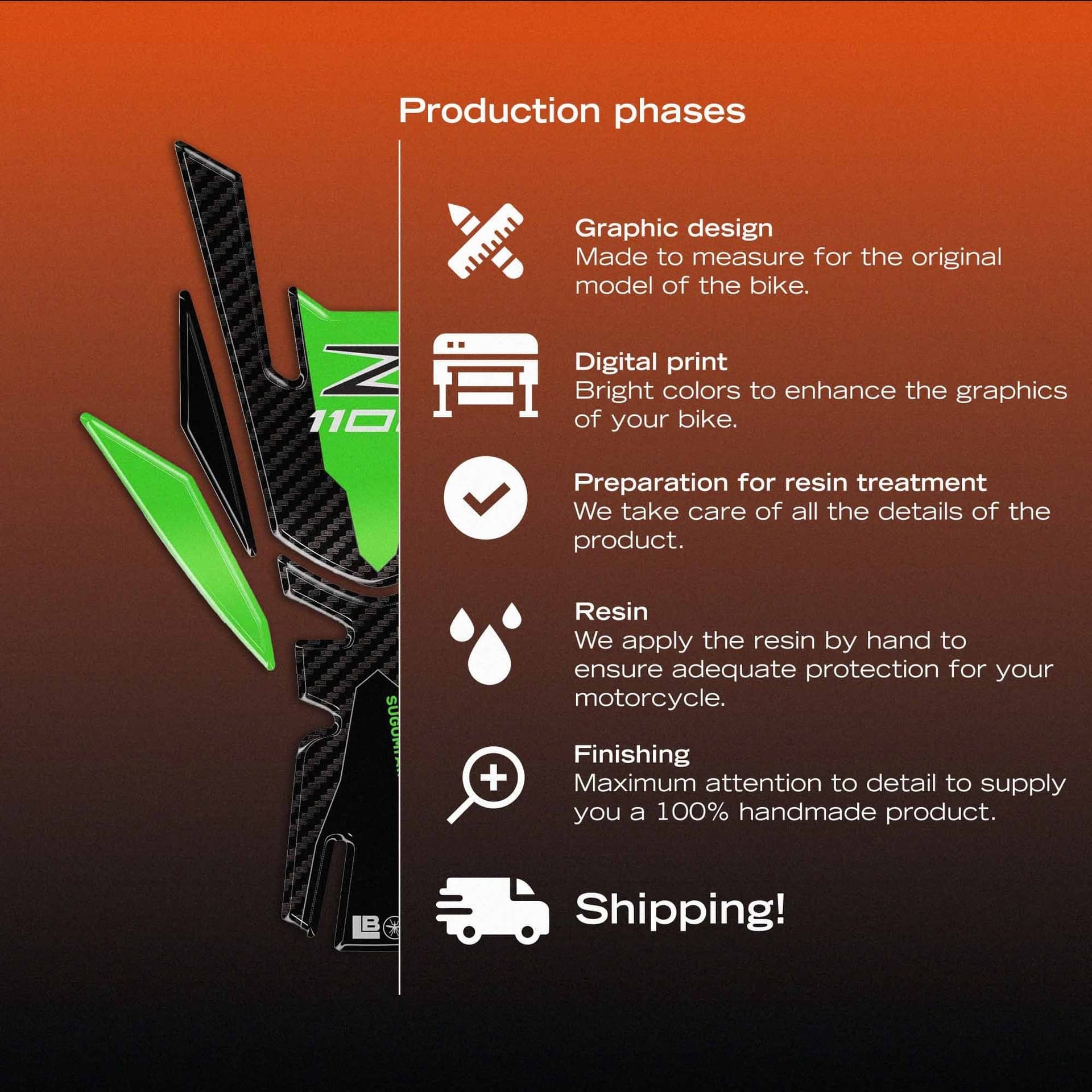 Paraserbatoio Adesivo 3D Protezione moto compatibile con Kawasaki Z1100 2026 - 12