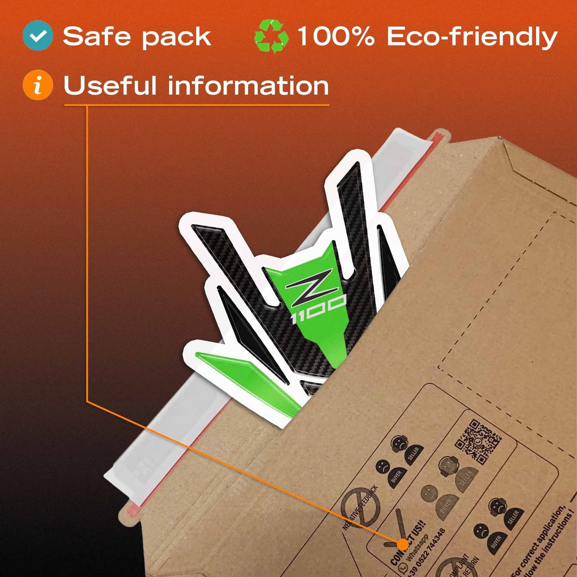 Paraserbatoio Adesivo 3D Protezione moto compatibile con Kawasaki Z1100 2026 - 13