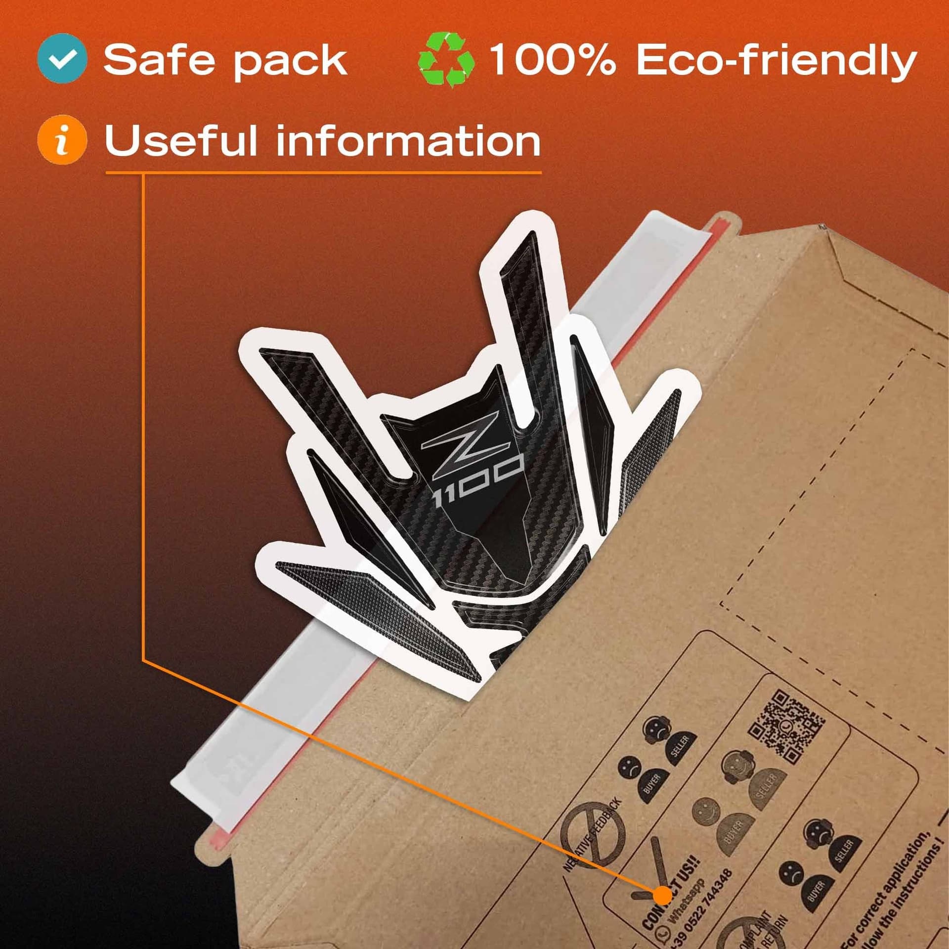 Paraserbatoio Adesivo 3D Protezione moto compatibile con Kawasaki Z1100 2026 - 6