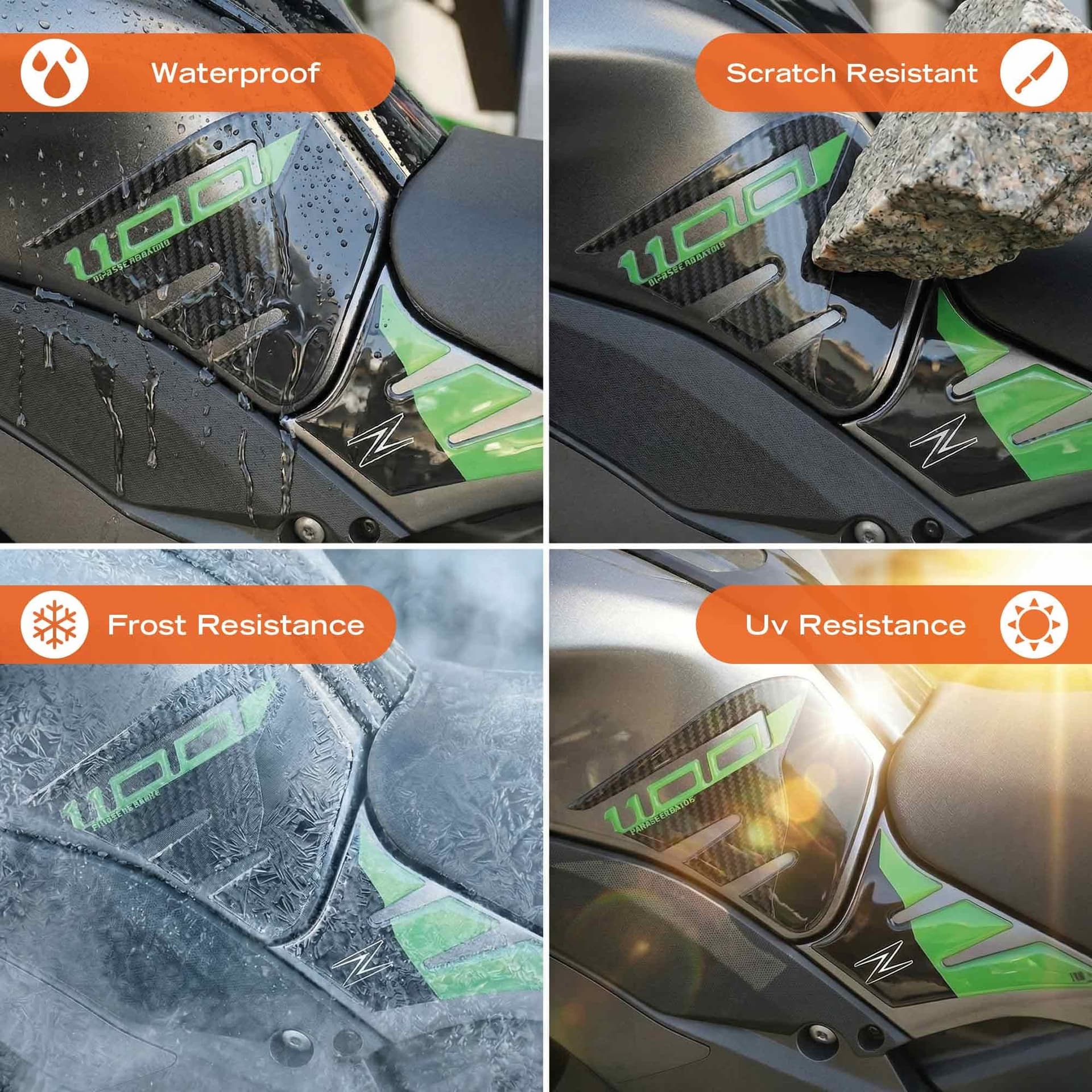 Protezioni Laterali Serbatoio Adesivi 3D compatibili con Kawasaki Z1100 2026 - 12
