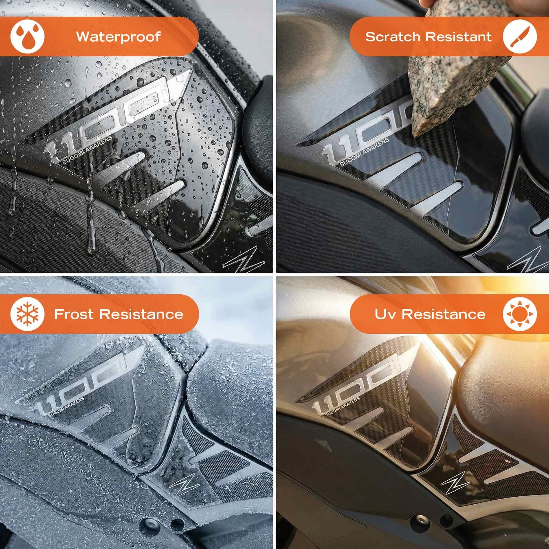 Protezioni Laterali Serbatoio Adesivi 3D compatibili con Kawasaki Z1100 2026 - 5