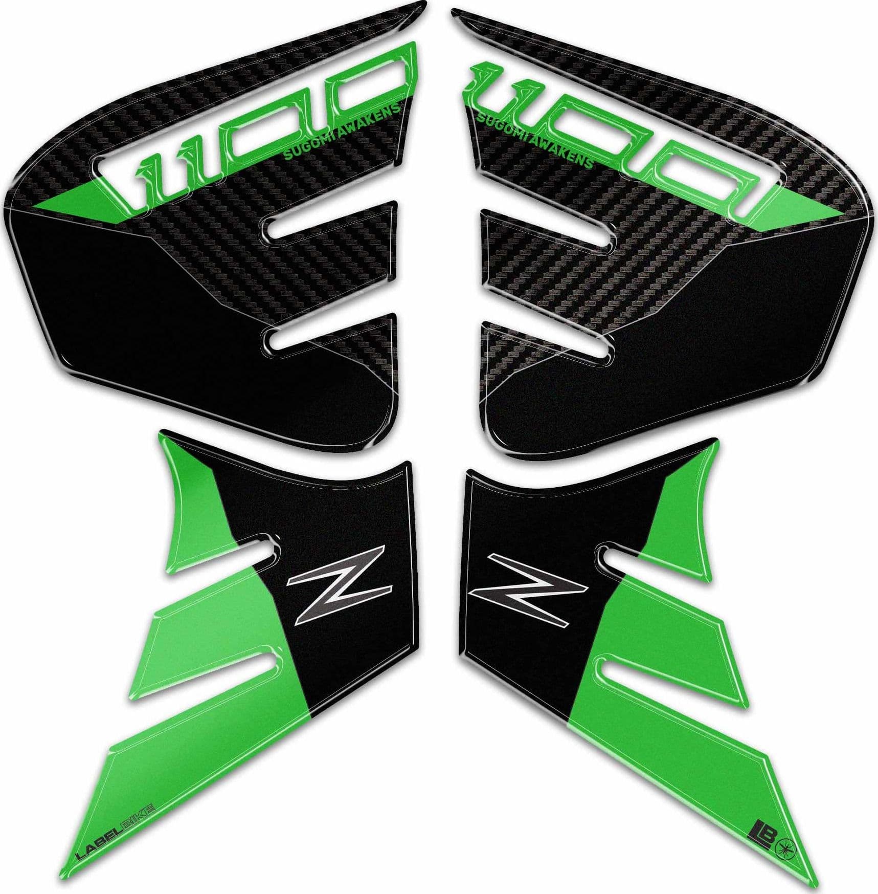 Protezioni Laterali Serbatoio Adesivi 3D compatibili con Kawasaki Z1100 2026 - 9