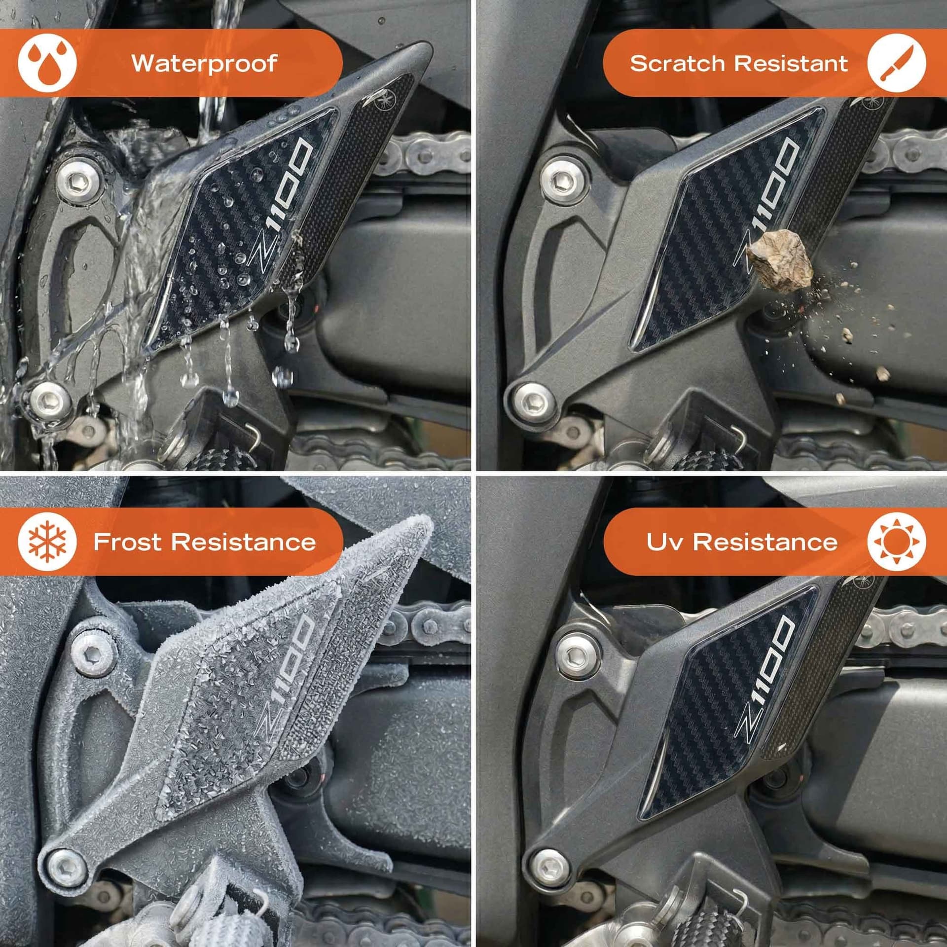 Protezioni Battitacco Moto Adesivi Gel 3D compatibili con Kawasaki Z1100 2026 - 4